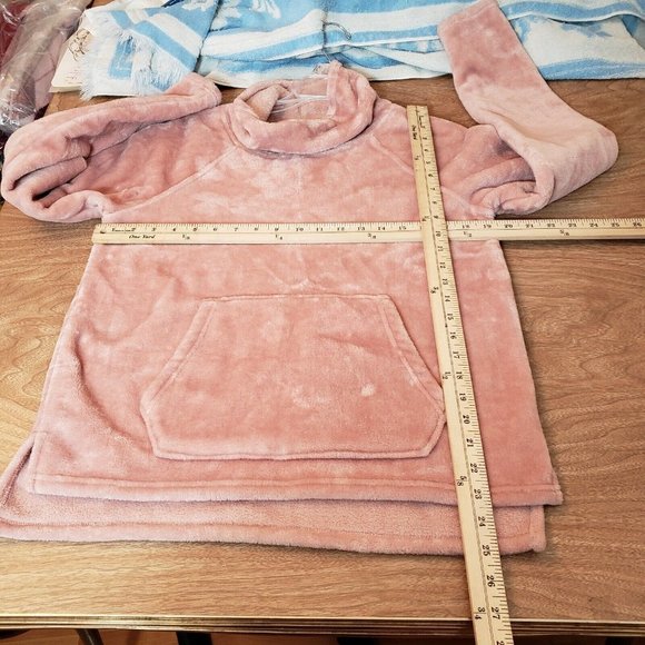 Champion Womens Sweatshirt Small Blush Pink Fleece Fuzzy Mock Neck Pullover - Picture 10 of 11